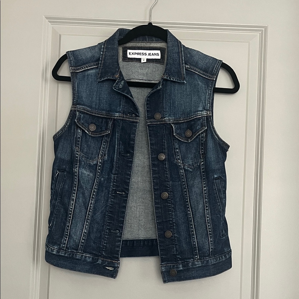 Express Jeans Classic Blue Denim Vest